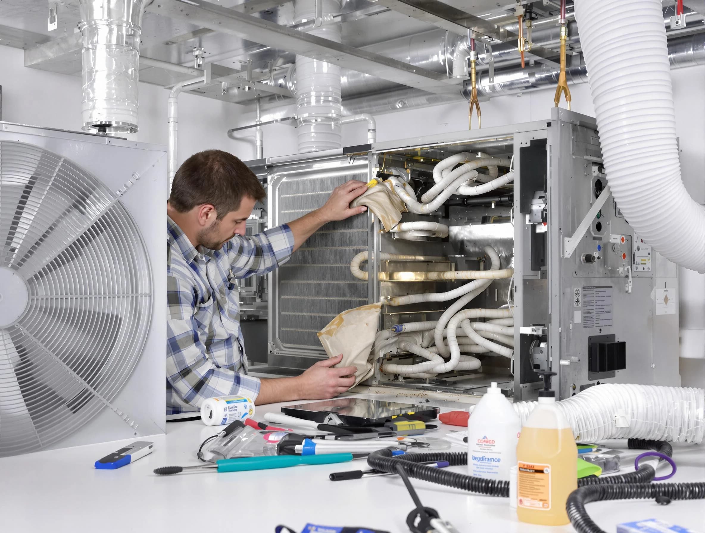 Laurel Air Duct Cleaning specialist performing precision AC coil cleaning in Laurel