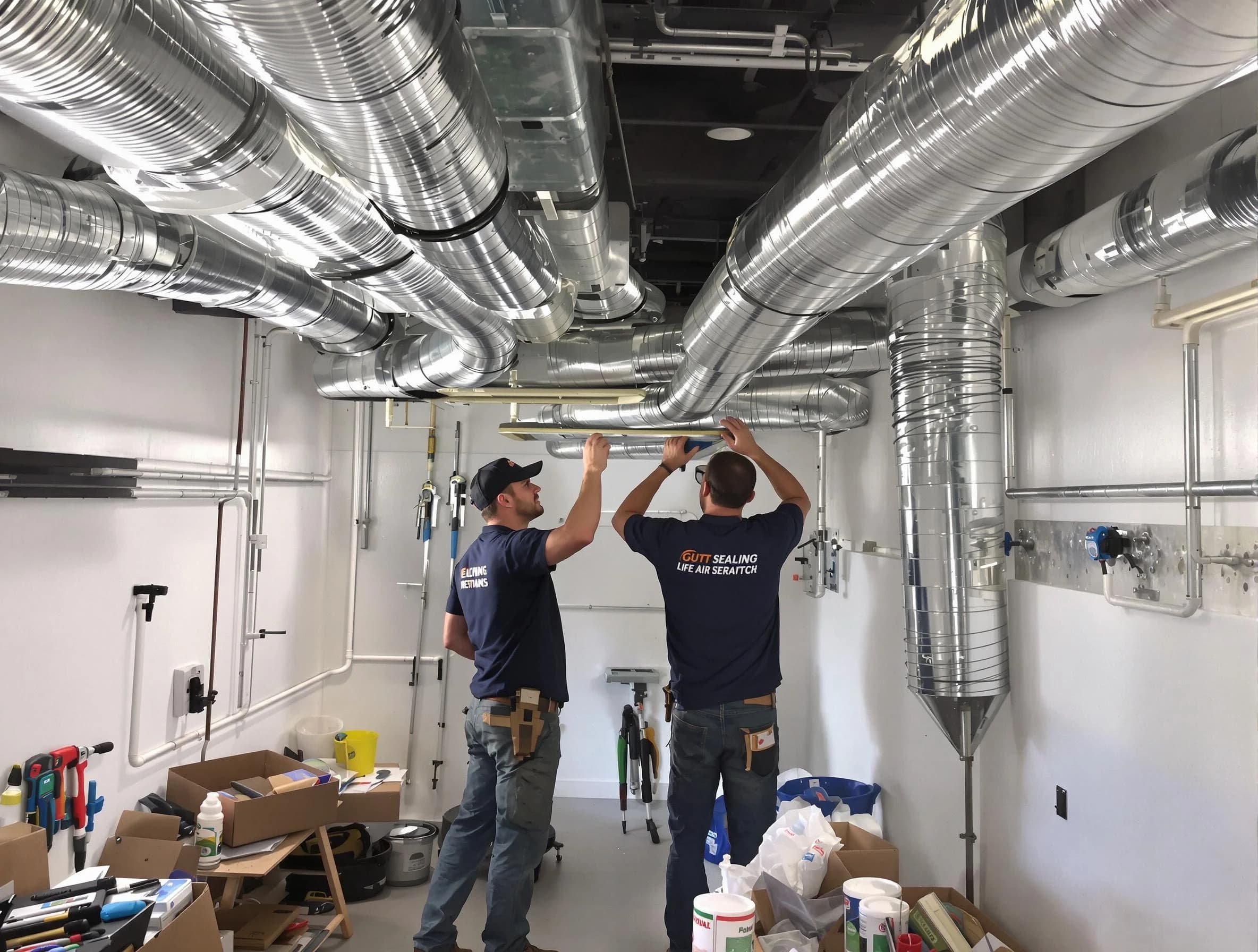 Laurel Air Duct Cleaning technician applying professional duct sealing solutions in Laurel