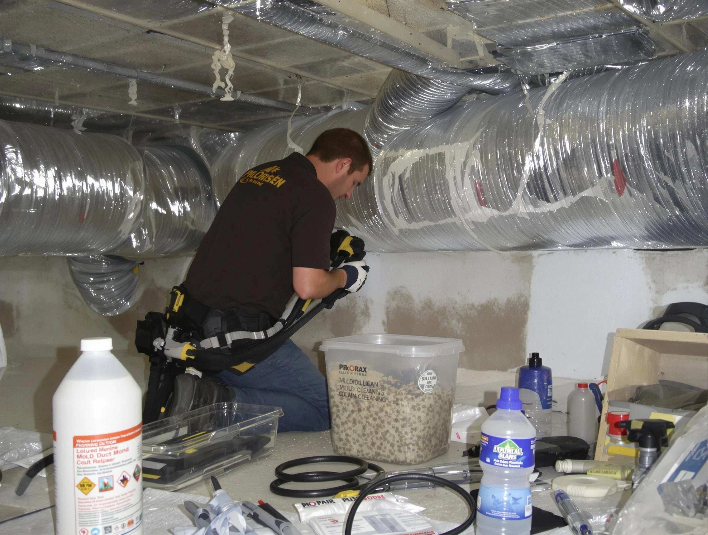Laurel Air Duct Cleaning specialist performing professional mold removal from air ducts in Laurel