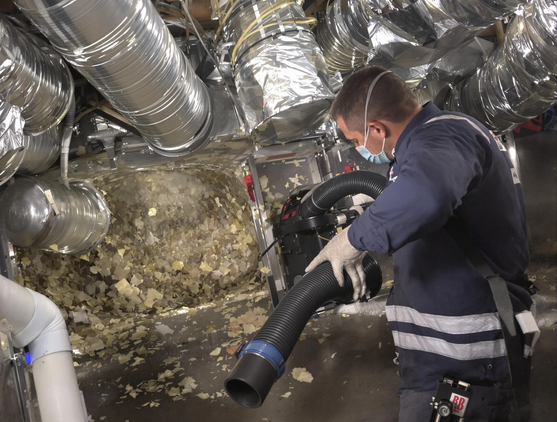 Laurel Air Duct Cleaning specialist operating negative pressure cleaning equipment for thorough duct maintenance in Laurel